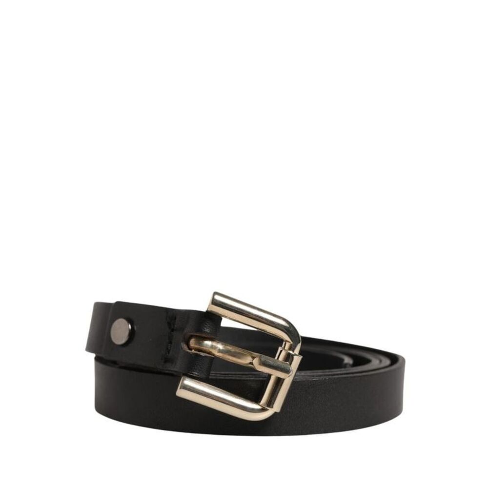 GF Ferre Leather Slim Gold Tone Buckle Waist Belt Women Black Belts